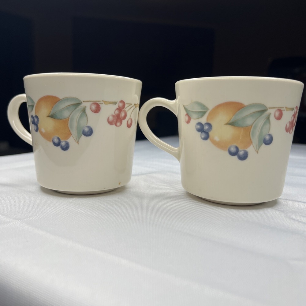 Vintage Corelle‎ by Corning - Abundance Pattern Coffee Mug Tea Cup Set of 2 GUC